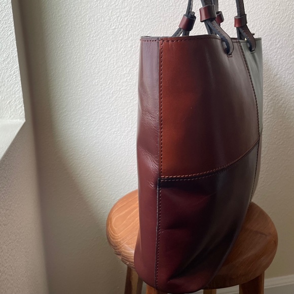 Patricia Nash Tote Bag NEW Braden Tote Color Block Leather Brown Green - Picture 8 of 12